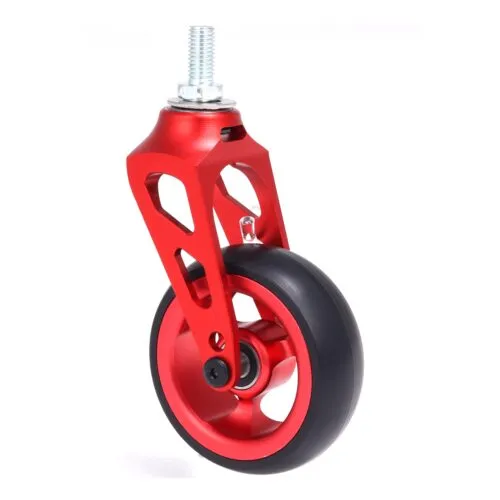 4 inch/100 mm Wheelchair Front Wheels with Aluminum Alloy Front Fork, Replacement Castor Part for Wheelchairs, Rollators, Walkers, Red