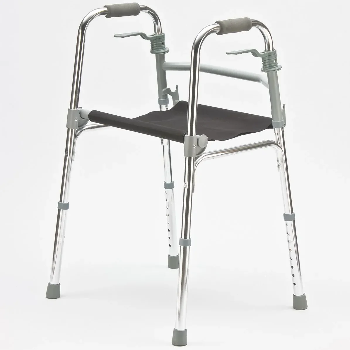Height‑Adjustable Folding Walker with Seat