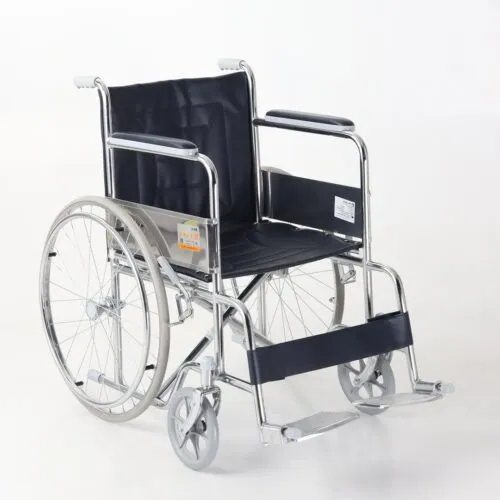 Steel Basic Self‑Propelled Wheelchair, 24‑inch Solid Flat‑Free Rear Wheels, 8‑inch PVC Solid Front Casters