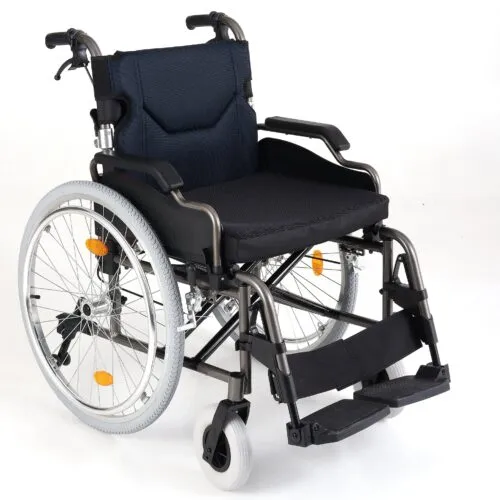 Heavy‑Duty Wide Folding Manual Wheelchair, Reinforced Thick Aluminum Frame, Quick‑Detach Rear Wheels