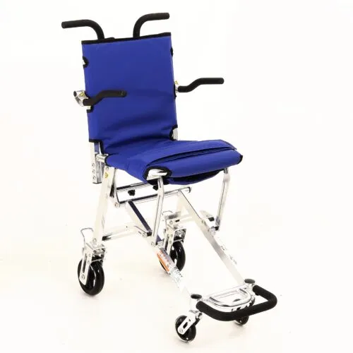 Portable 5.9KG Folding Aluminum Aircraft Aisle Wheelchair, Blue Oxford Fabric, Narrow Size for Airplane Train Transfer