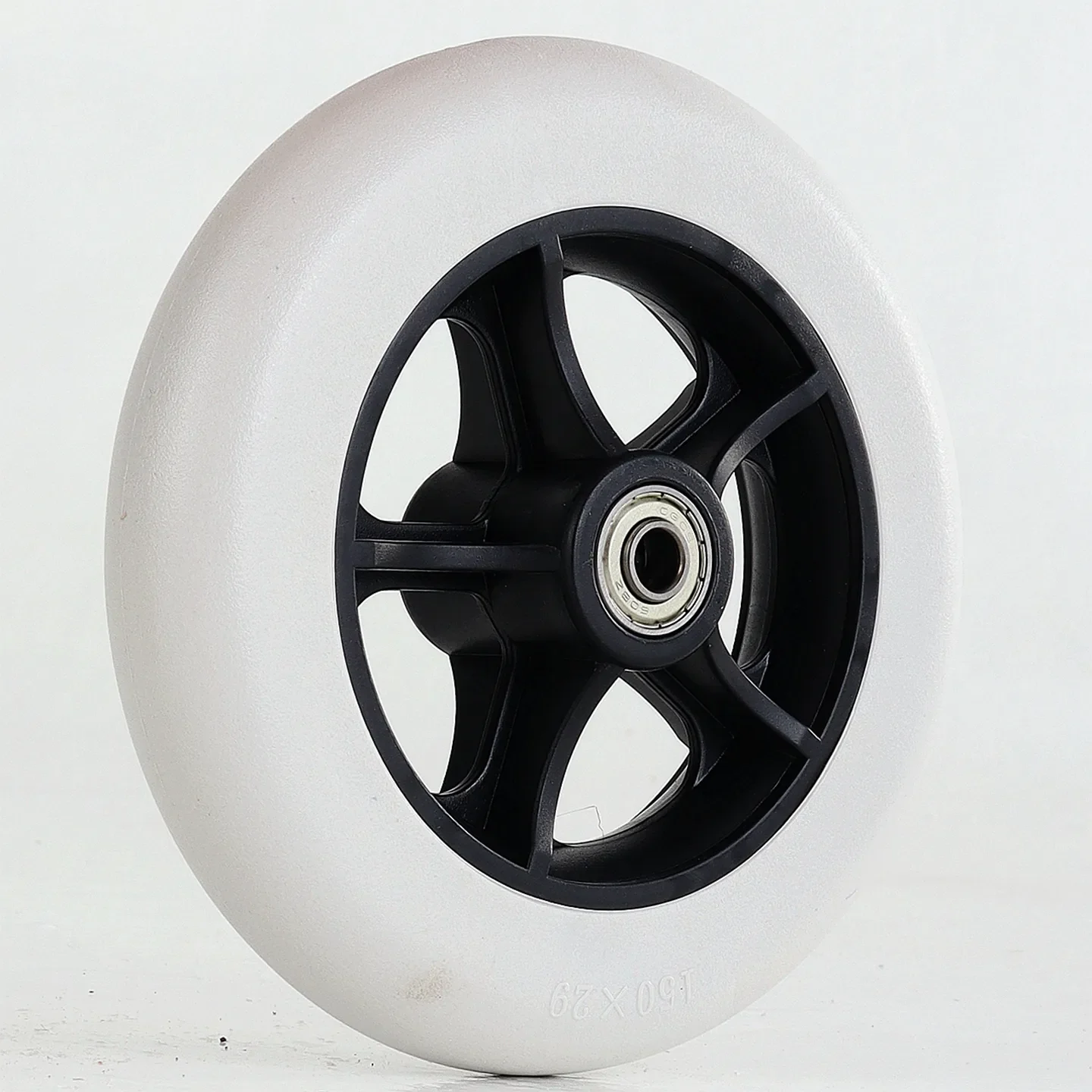 6 Inch Manual Wheelchair Replacement Caster Wheel, Solid PVC Tread, ABS Hub, 608 Ball Bearing