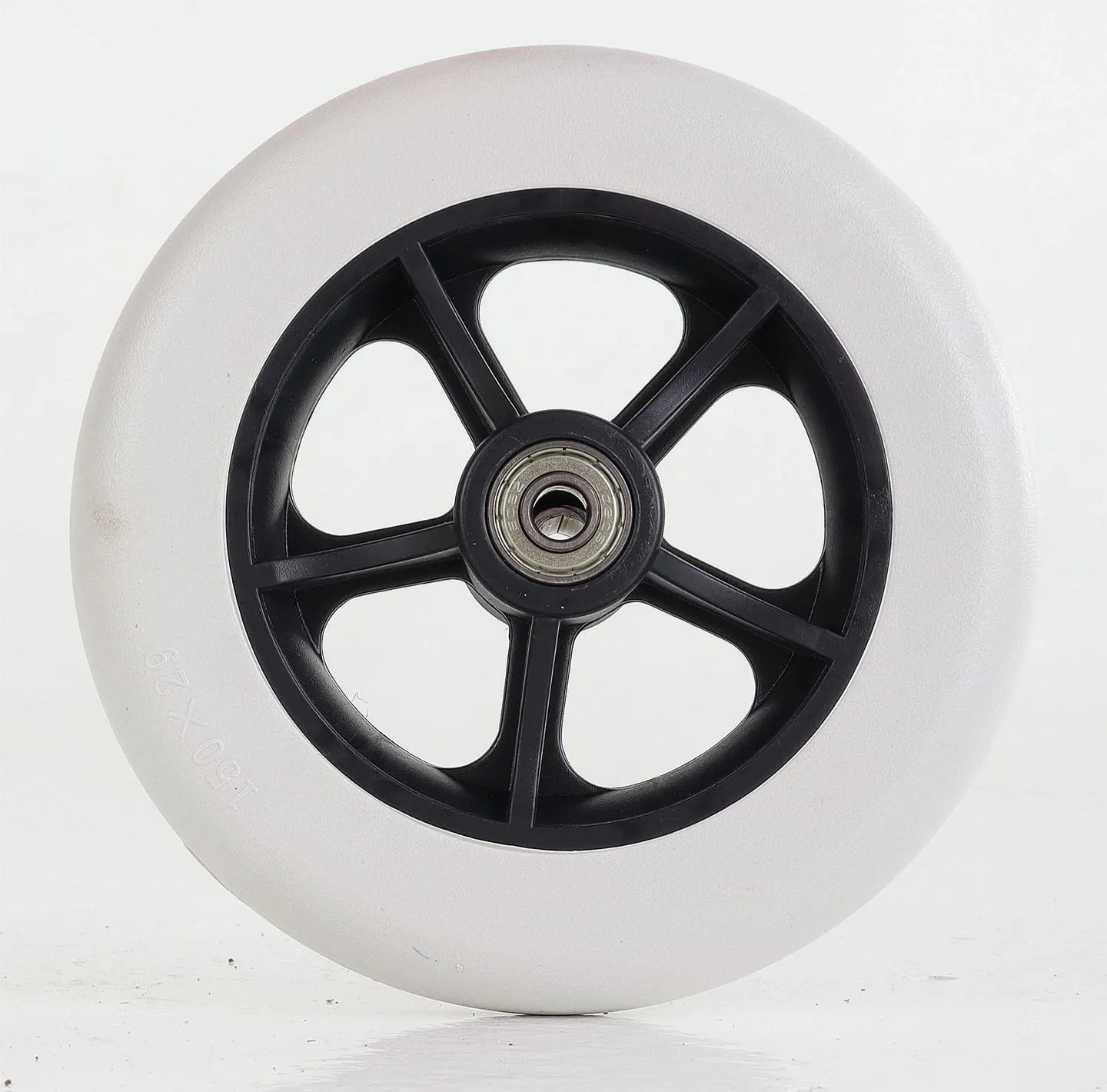6 Inch Manual Wheelchair Replacement Caster Wheel, Solid PVC Tread, ABS Hub, 608 Ball Bearing - Image 2