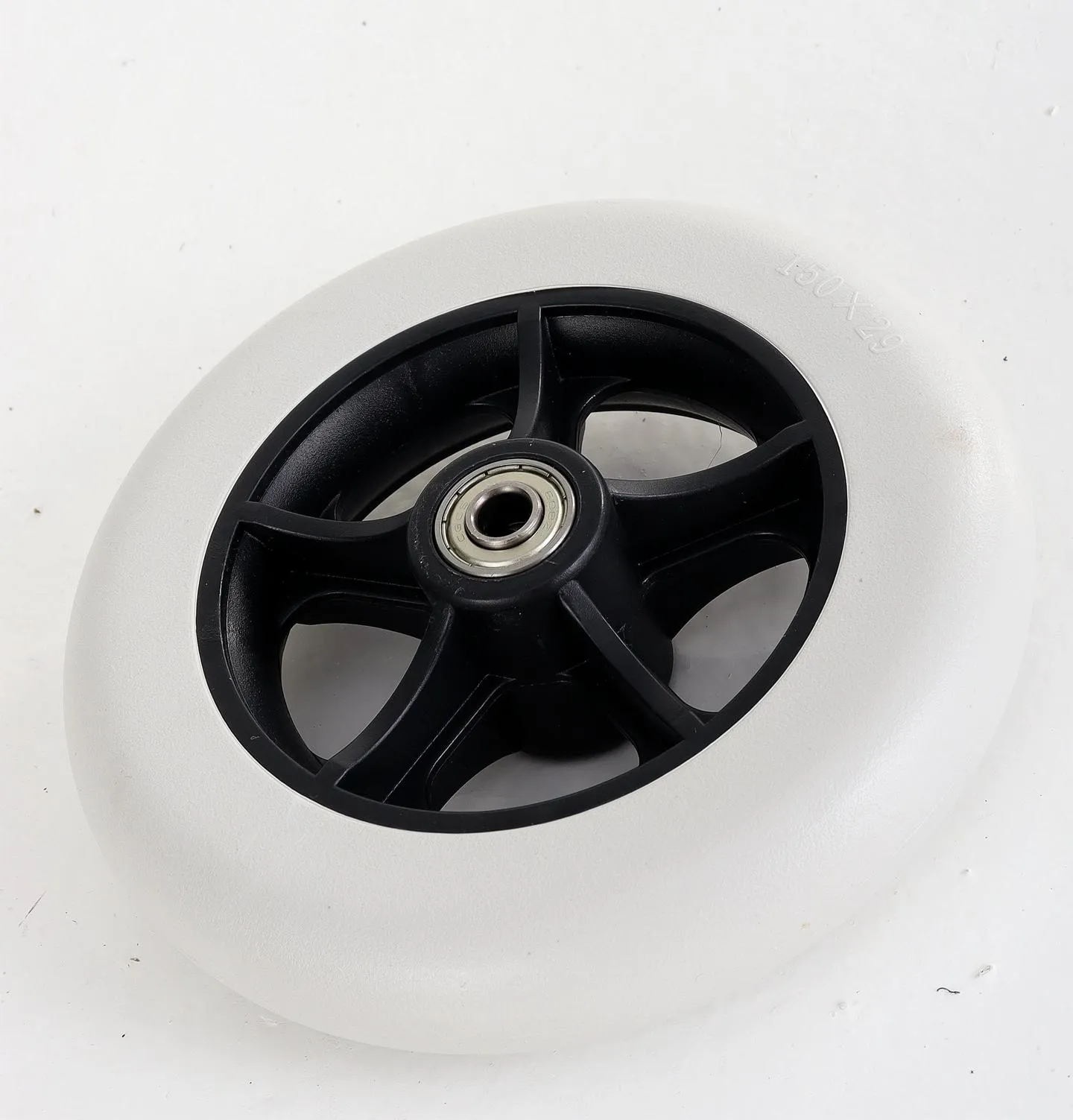 6 Inch Manual Wheelchair Replacement Caster Wheel, Solid PVC Tread, ABS Hub, 608 Ball Bearing - Image 3