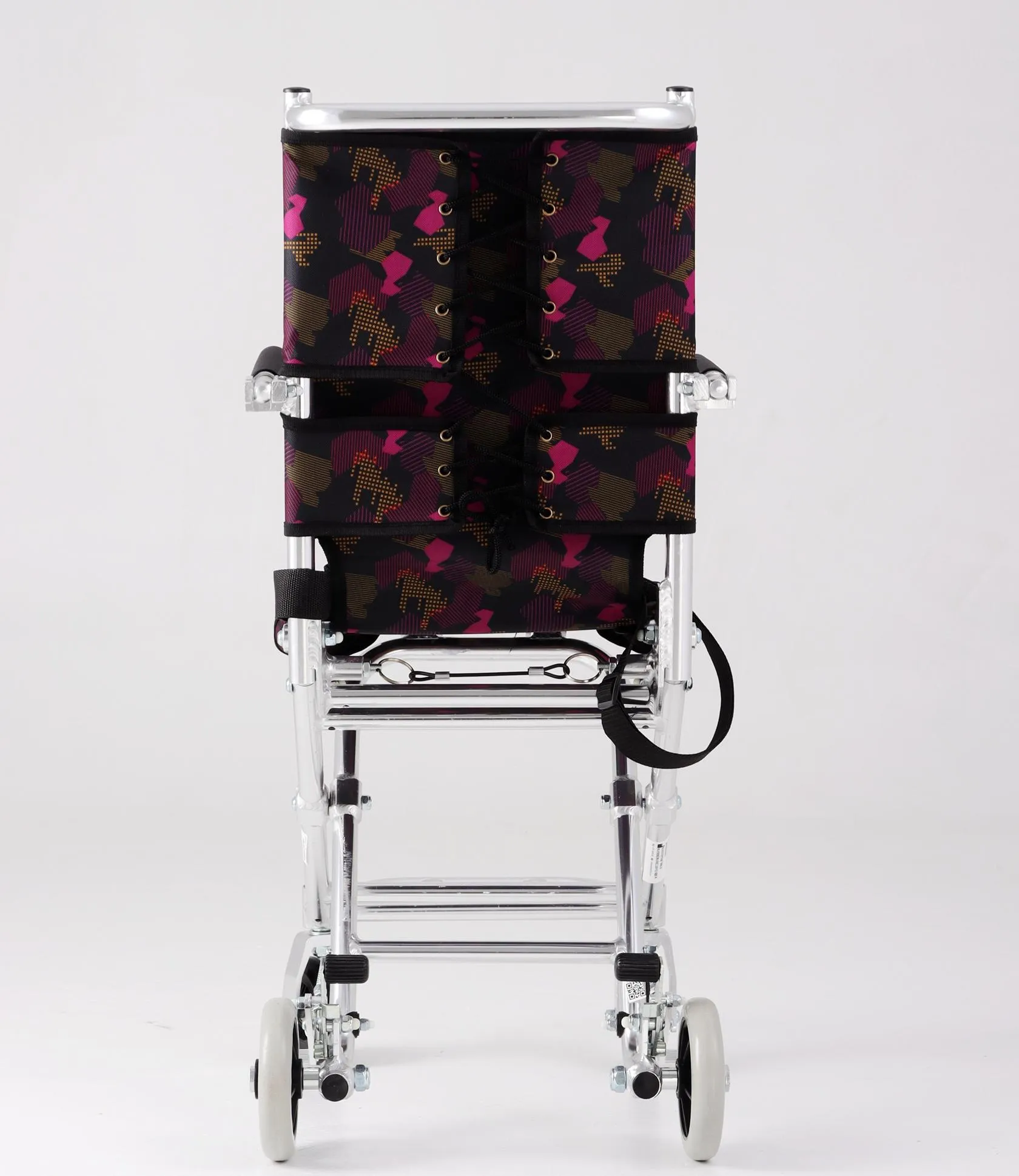 Portable 5.9KG Folding Aluminum Boarding Wheelchair, Pattern Oxford Fabric, 100KG Max Load, Super‑Narrow 380mm, Foot‑Operated Brake for Airport & Travel - Image 5