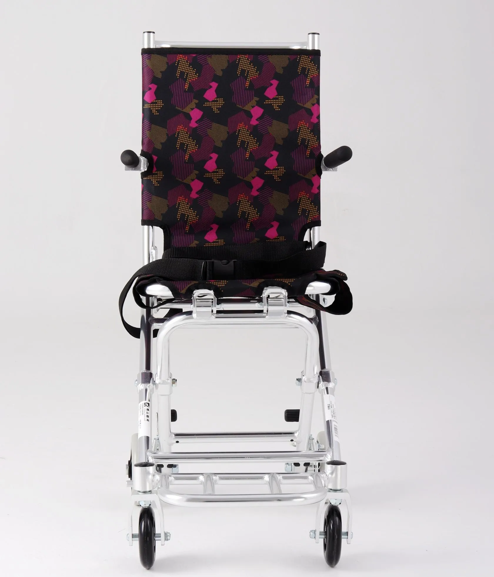 Portable 5.9KG Folding Aluminum Boarding Wheelchair, Pattern Oxford Fabric, 100KG Max Load, Super‑Narrow 380mm, Foot‑Operated Brake for Airport & Travel - Image 2