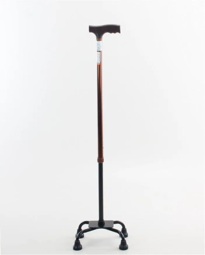 Adjustable Aluminum Low Base Quad Walking Cane, 10 Height Levels, ABS Handle, Powder Coated Steel Base, Rubber Tip with Steel Insert - Image 4