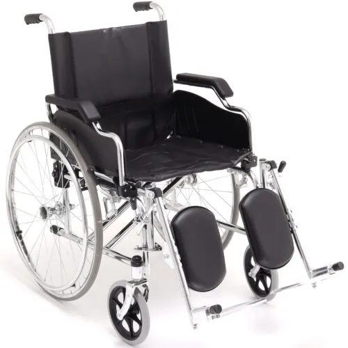 Steel Orthopedic Wheelchair with Elevating Legrests, 24‑inch Rubber Flat‑Free Rear Wheels, 8‑inch PVC Solid Front Casters, Foldable Multi‑Functional Mobility Chair