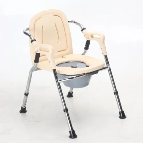Foldable Non‑Wheeled Portable Toilet Aid with Detachable Commode Bucket