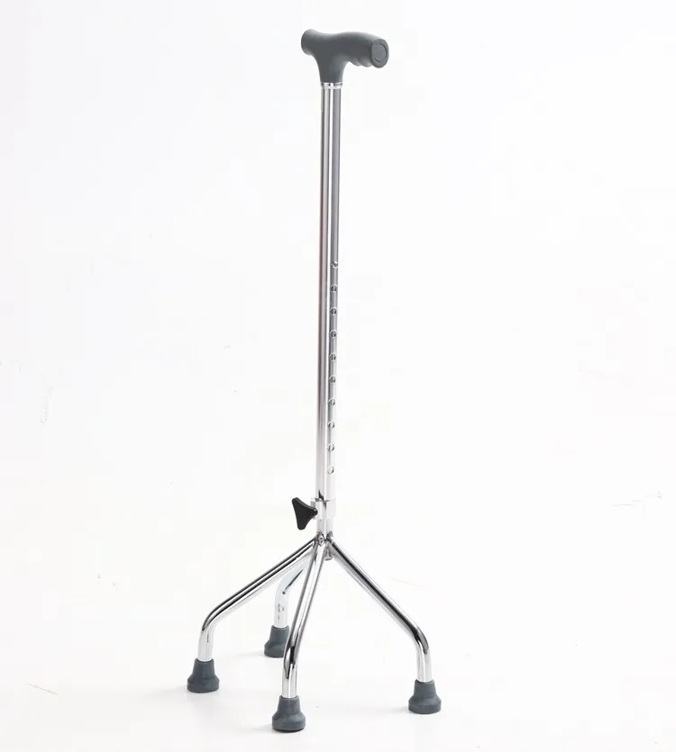 Aluminum Quad Cane with Offset Handle — Adjustable Height Walking Stick with Laser-Welded Steel Base & Anti-Slip Rubber Tips - Image 2